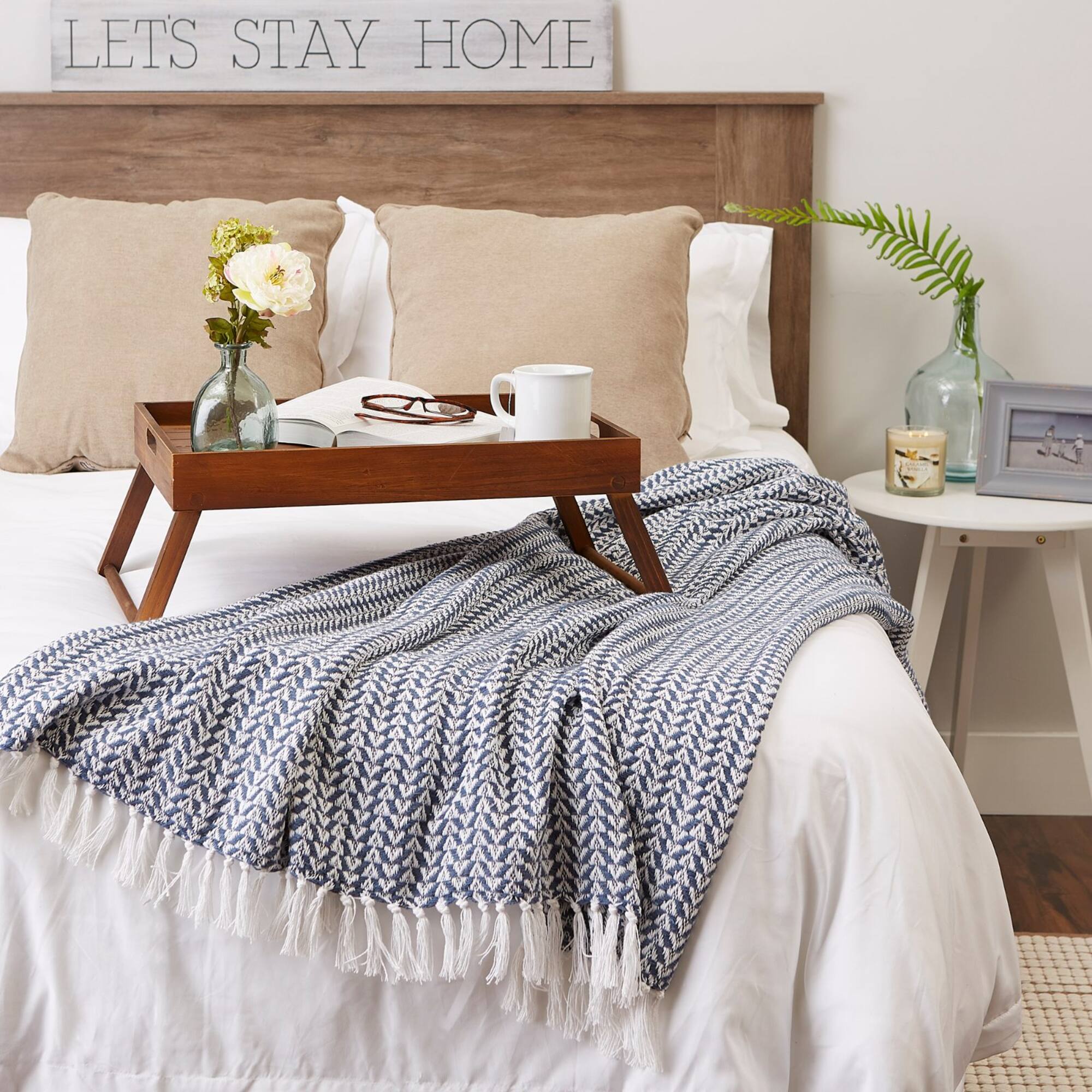 DII® French Blue Arrowhead Woven Throw